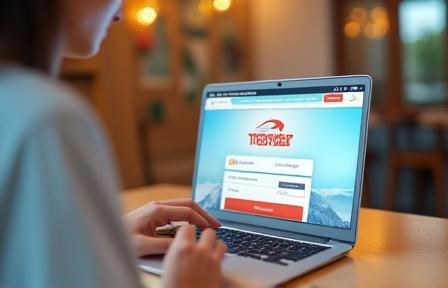Cestovatel registrující se do blogové platformy