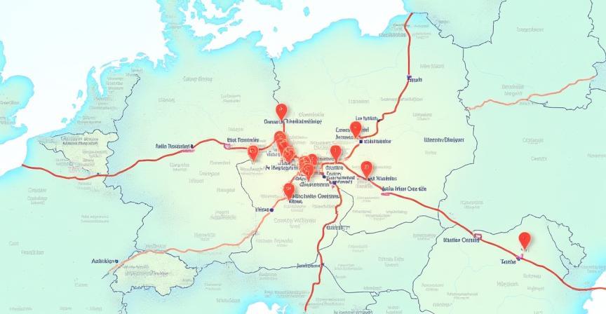 Mapa českých dálnic s důležitými body pro cestovatele